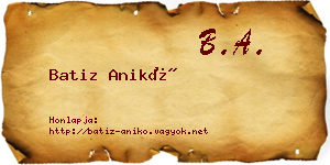 Batiz Anikó névjegykártya